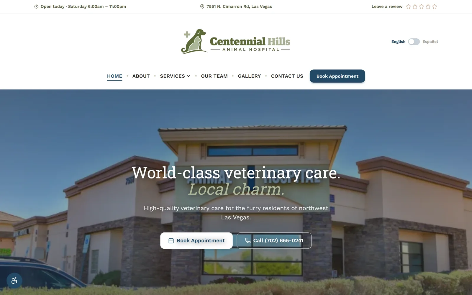 The Centennial Hills Animal Hospital website, built by Strafe Digital