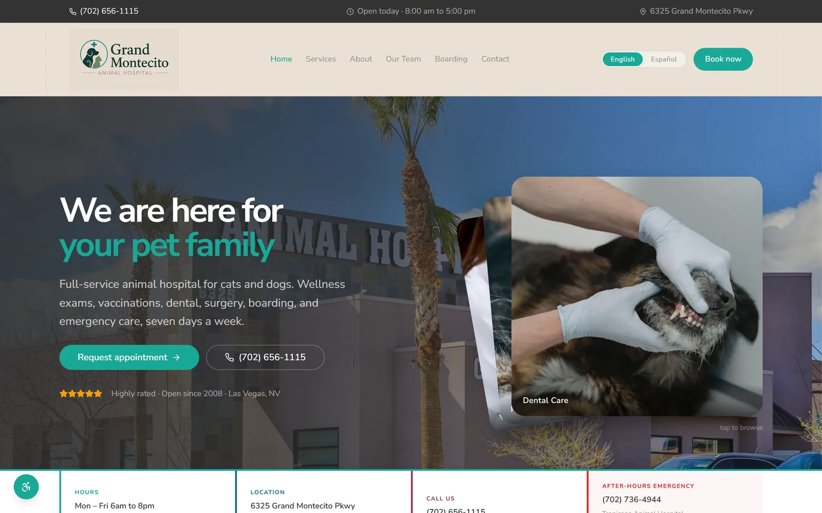 The Grand Montecito Animal Hospital website, built by Strafe Digital